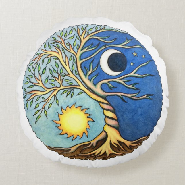 Yang Moon and Sun Rundes Kissen (Vorderseite)