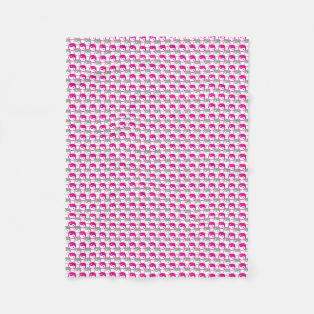 Yang-Muster in Grau und Rosa Fleecedecke (Vorderseite)