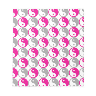 Yang-Muster in Grau und Rosa Notizblock