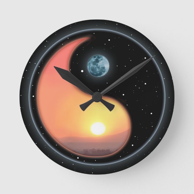 Yang Sunset Runde Wanduhr (Vorderseite)