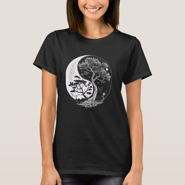 Yang Tree Life Balance Harmony Meditation Zen Yoga T-Shirt (Vorderseite)