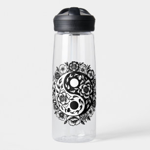 Yang Yang personalize hübsch Black and White Flora Trinkflasche