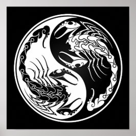 Yang Yang Scorpions in Weiß und Schwarz Poster