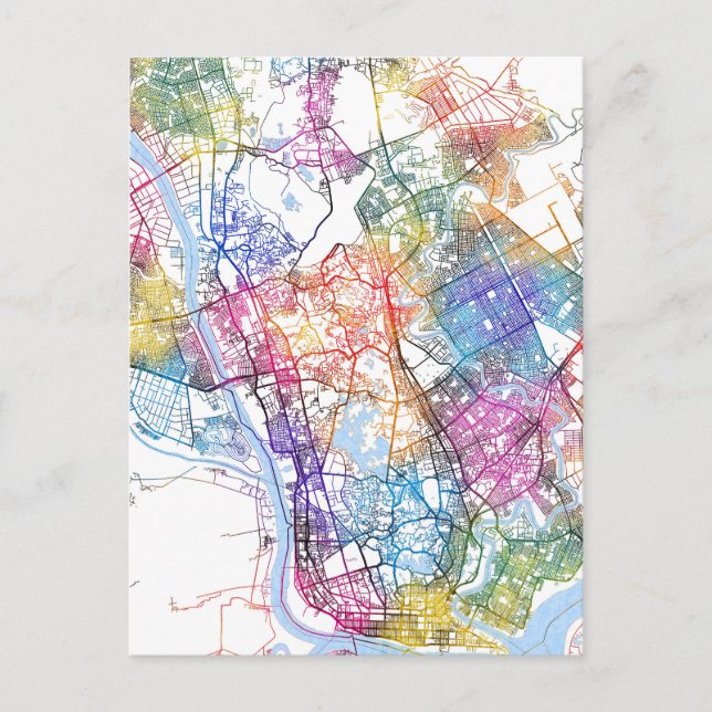 Yangon Myanmar City Map Postkarte (Vorderseite)