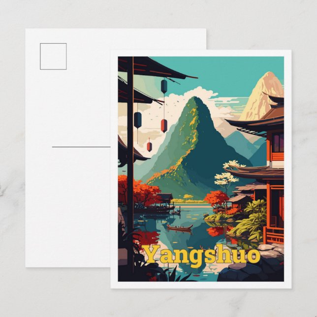 Yangshuo China Reisen Kunst, Dichtung und Musik Vi Postkarte (Vorne/Hinten)