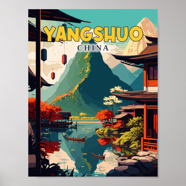 Yangshuo China Vintage Poster (Vorne)
