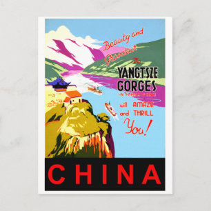 Yangtse-Kreuzfahrt, China, Vintage Postkarte