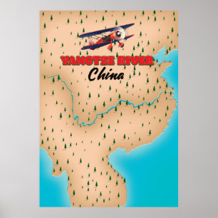 Yangtse River China Kartenplakat Poster
