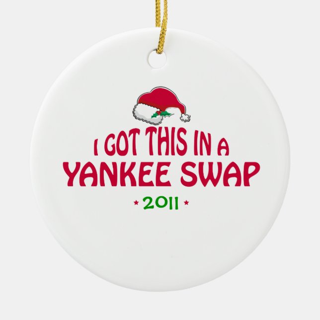 Yankee-Swap-Geschenk - Weihnachtsmannmütze Keramikornament (Vorne)