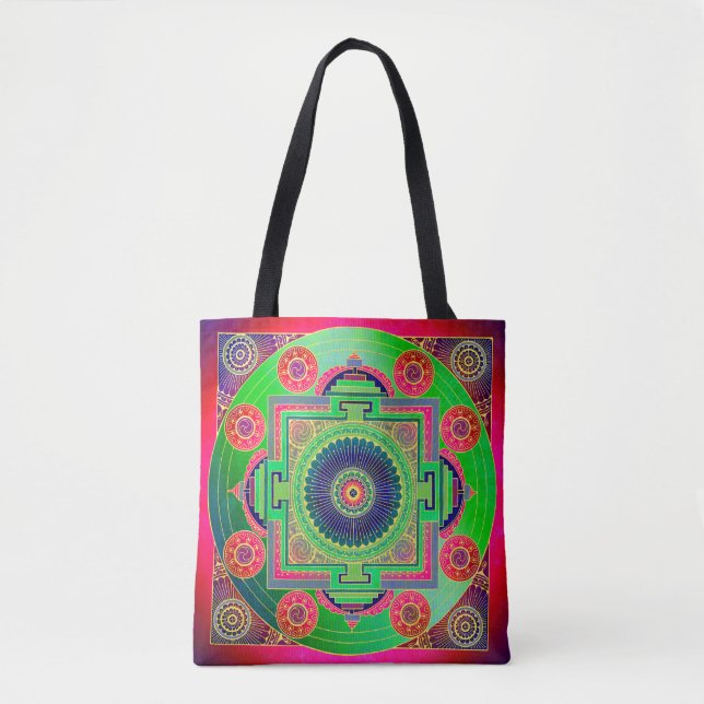 Yantra das große grüne Rad pink Tasche (Vorderseite)