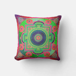 YANTRA - das große Rad - grün rosa Kissen