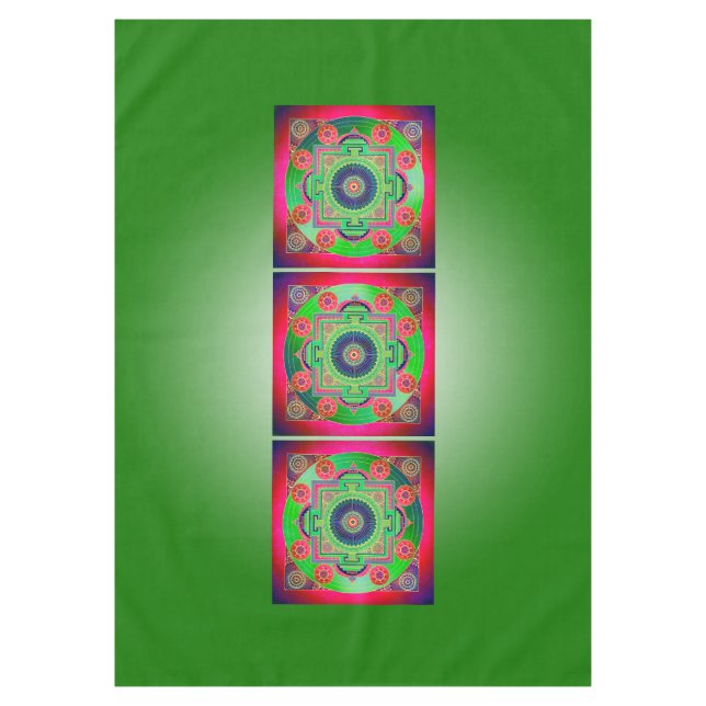 YANTRA - das große Rad - grün rosa Tischdecke (Vorderseite)