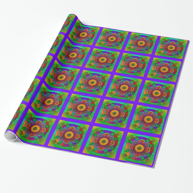 YANTRA - das große Rad - grüne Violette Geschenkpapier (Ungerollt)