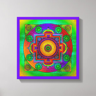 YANTRA - das große Rad - grüne Violette Leinwanddruck