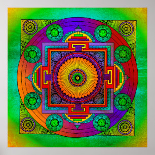 YANTRA - das große Rad - grüne Violette Poster