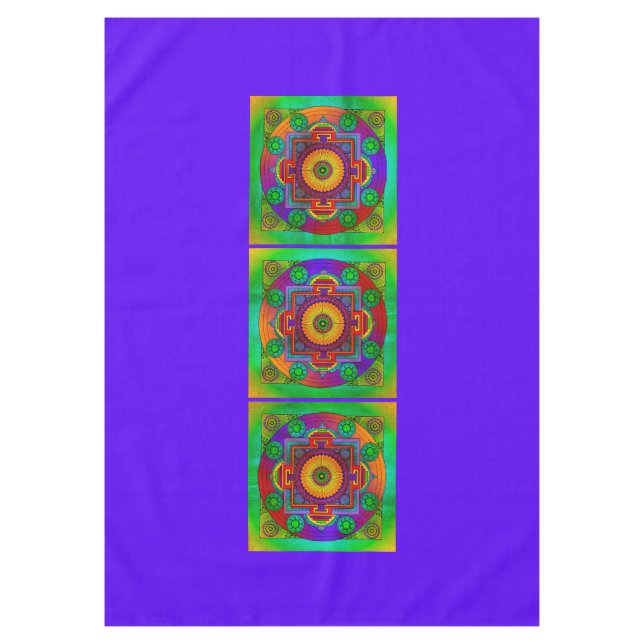 YANTRA - das große Rad - grüne Violette Tischdecke (Vorderseite)