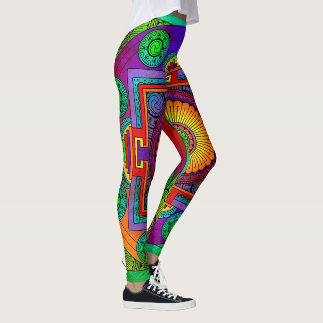 Yantra die große grüne Violette Leggings (Rechts)