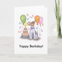 Yappy barkday Karte des Draht-Foxterriers mit