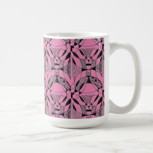 "Yappy Dog on Pink Tiled" Abstrait Design Mug