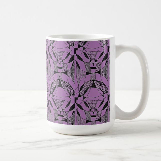 "Yappy Dog on Purple Tiled" Résumé Conception Mug (Droite)