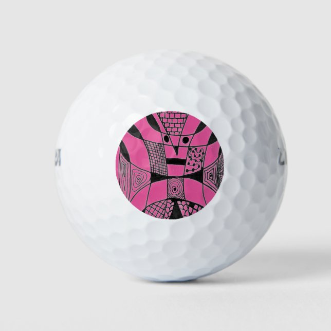 "Yappy Dog Pink" Abstrakte Wilson Golf Balls Golfball (Vorderseite)