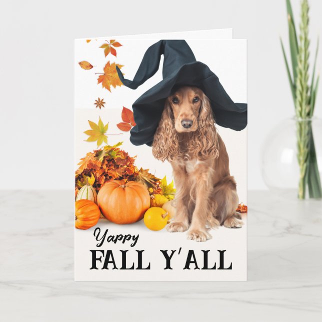 Yappy Fall Y’all Halloween Cocker Spaniel Karte (Vorderseite)