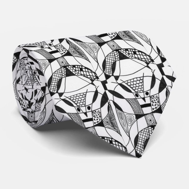 "Yappy Hogs" Abstrakte Design-Krawatte Krawatte (Gerollt)