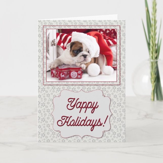 Yappy Holiday Bulldog Feiertagskarte (Vorderseite)