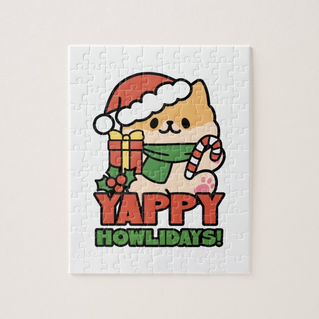 Yappy Howlidays - Niedlicher Cartoon für Weihnacht (Vertikal)