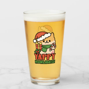 Yappy Howlidays - Niedlicher Cartoon für Weihnacht Glas