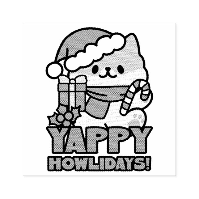 Yappy Howlidays - Niedlicher Cartoon für Weihnacht Gummistempel (Prägung)