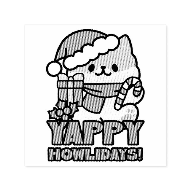 Yappy Howlidays - Niedlicher Cartoon für Weihnacht Permastempel (Design)