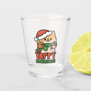 Yappy Howlidays - Niedlicher Cartoon für Weihnacht Schnapsglas