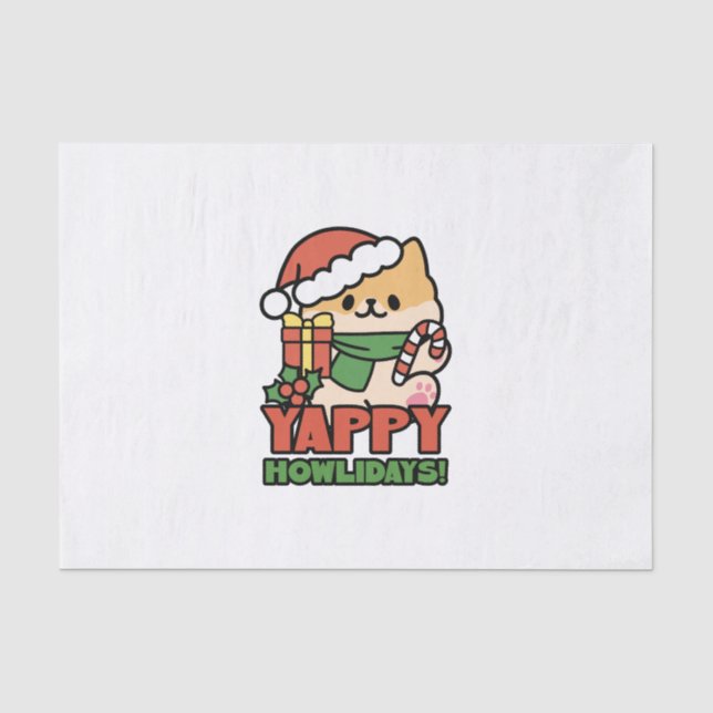 Yappy Howlidays - Niedlicher Cartoon für Weihnacht Seidenpapier (Vorderseite)