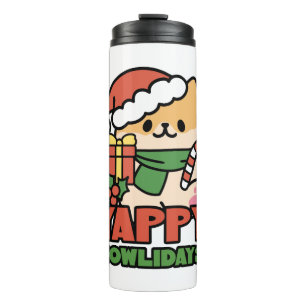 Yappy Howlidays - Niedlicher Cartoon für Weihnacht Thermosbecher