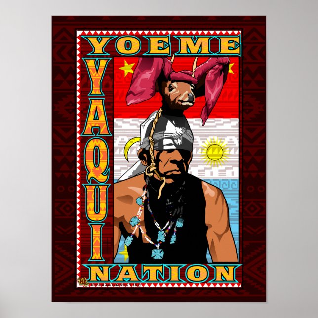 Yaqui Deer Dancer Yoeme Plakatdruck in tiefrot Poster (Vorne)