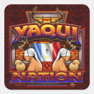 Yaqui Nation Flag Deer Dancer Design Quadratischer Aufkleber