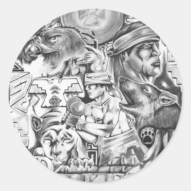 Yaqui Vision Runder Aufkleber (Vorderseite)