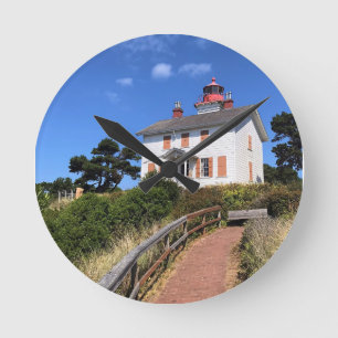 Yaquina Bay Lighthouse, Newport, Oregon Runde Wanduhr