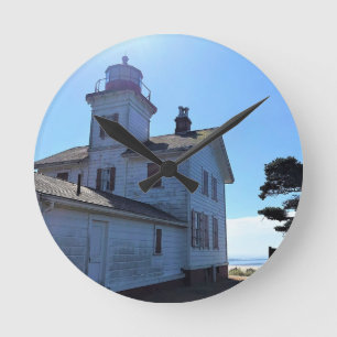 Yaquina Bay Lighthouse, Newport, Oregon Runde Wanduhr