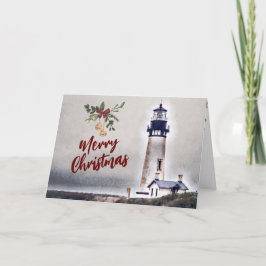 Yaquina Head Lighthouse Frohe Weihnachtsfeiertage Karte