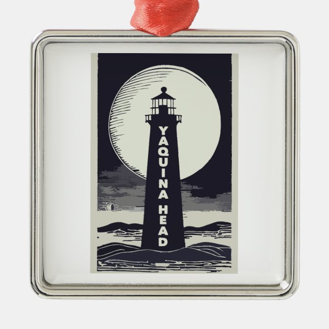 Yaquina Head Lighthouse Oregon Moon Ornament Aus Metall (Vorne)