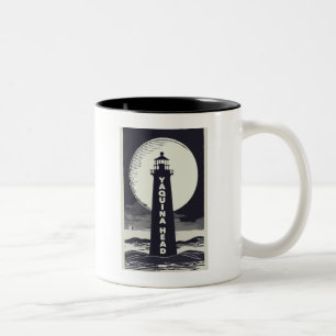 Yaquina Head Lighthouse Oregon Moon Zweifarbige Tasse