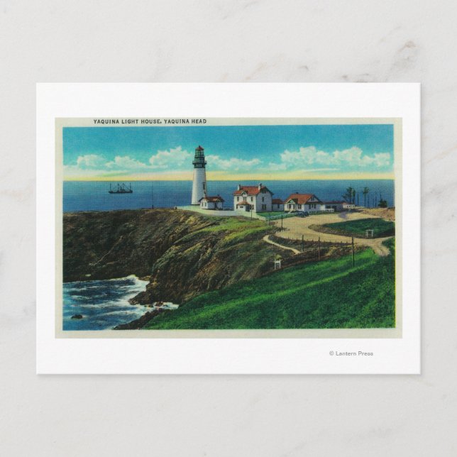Yaquina Lighthouse und Yaquina HeadYaquina, OR Postkarte (Vorderseite)