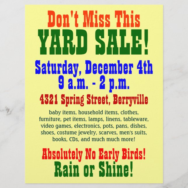 Yard Sale Flyer (Vorne)