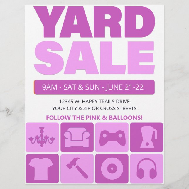 Yard Sale Flyer Template (PINK) (Vorne)