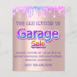 Yard Sale Garage Sale Holograph Tropfens Pink Flyer