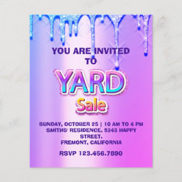 Yard Sale Garage Sale Holographic Pink Spark Tropf Flyer
