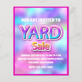 Yard Sale Holographic Pink Frame Glitzer Flyer