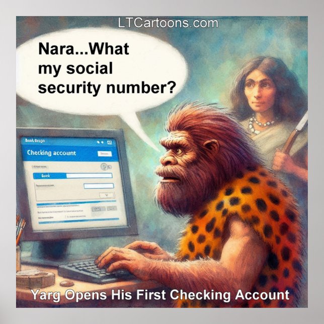Yarg’s First Login: Banking Like a Caveman Poster (Vorne)